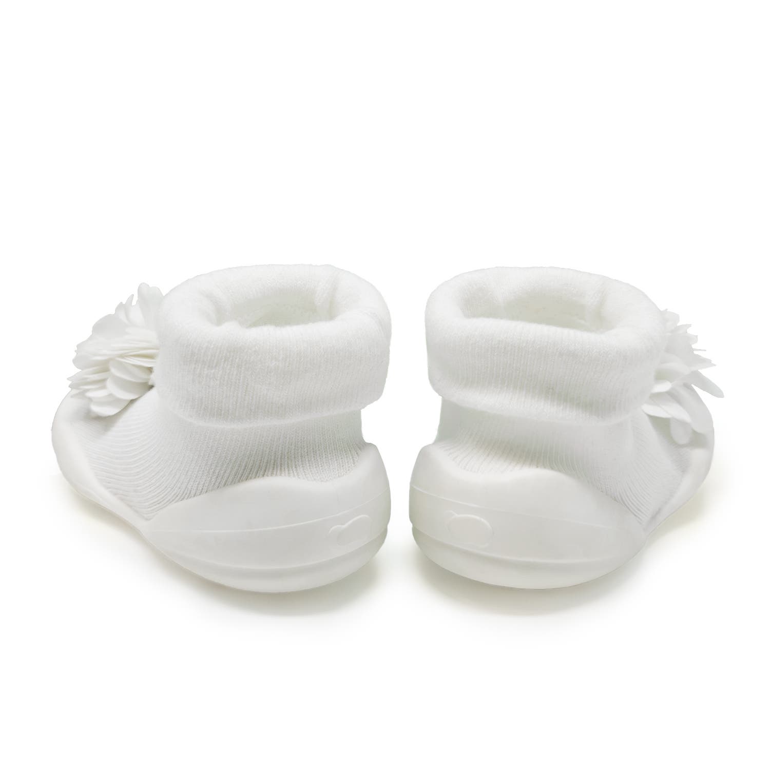 Komuello Baby Girl First Walk Sock Shoes Corsage - Snow, Alternate, color, Snow