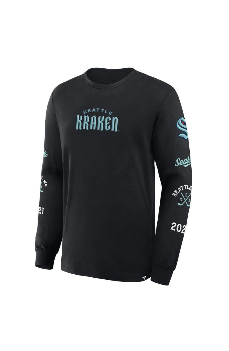 FANATICS Men's Fanatics Black Seattle Kraken Boxed In Legacy Long Sleeve T-Shirt, Alternate, color, Black