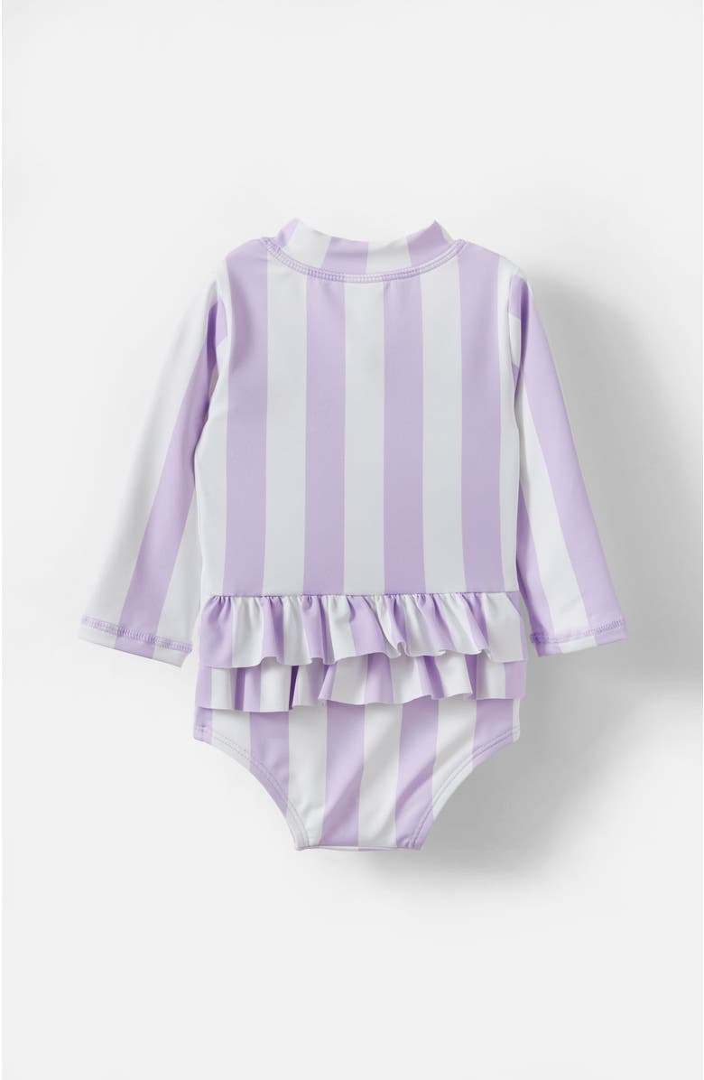 Cotton On Kids Lucy Long Sleeve Ruffle Back Swimsuit, Alternate, color, 