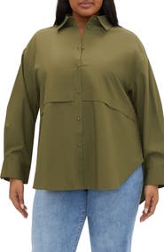 City Chic Malani Long Sleeve Cotton Button-Up Shirt