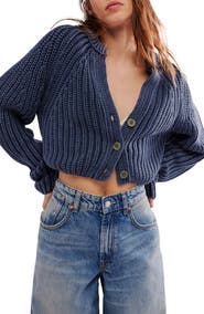 フリーピープル Free People Sweet Nothing Cardi レディース Sweaters Navy Free People Sweet Nothing Cotton Cardigan | Nordstrom