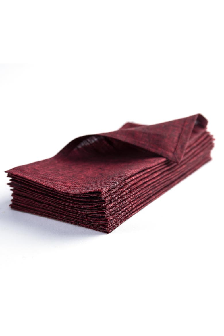Linen Cocktail Napkins Set of 12 - Athena, Alternate, color, Red Garnet