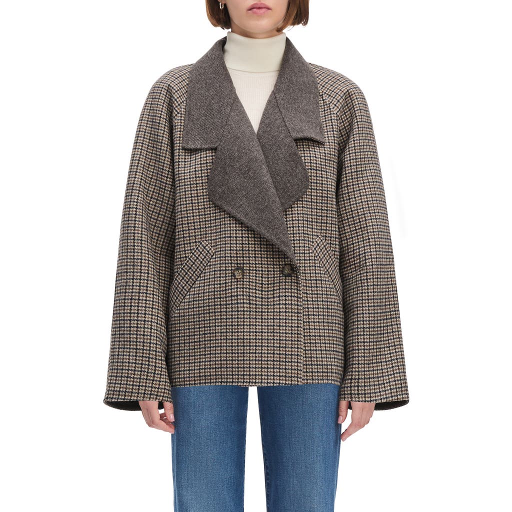 Favorite Daughter The Cameron Houndstooth Wool Blend Coat In Gray