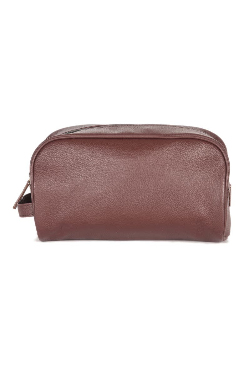Leather Wash Bag, Alternate, color, DK BROWN