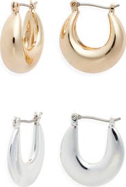 Ettika 2 Pairs of Mixed Metal Hoop Earrings