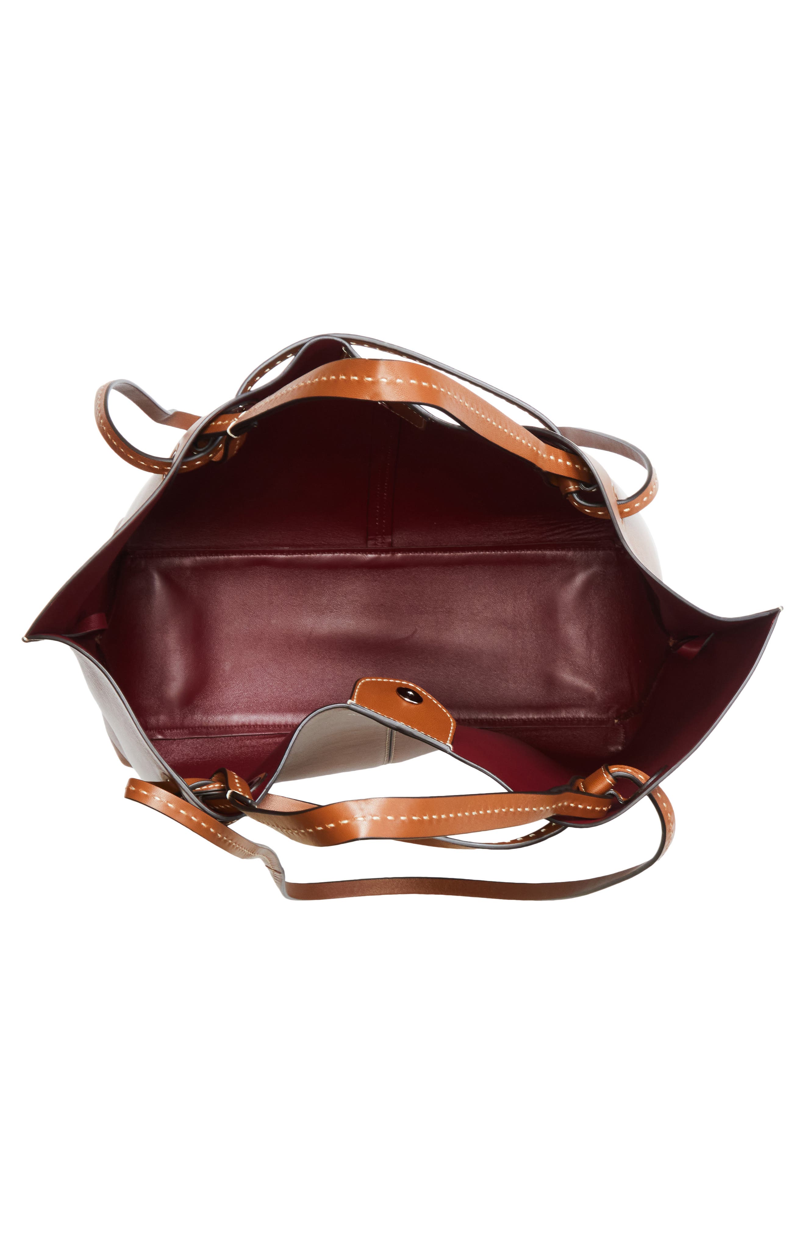 Max Mara Double Leather Shopper Tote, Alternate, color, Amber Brown
