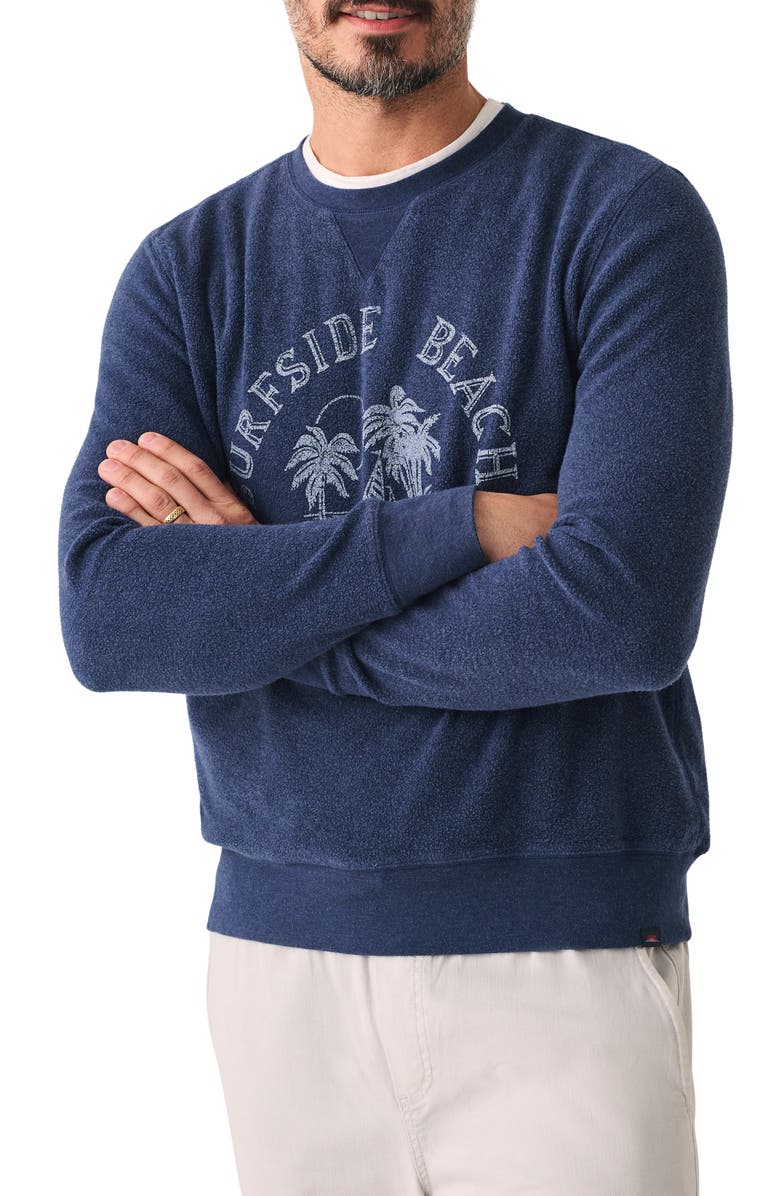 Faherty Reverse Fleece Crewneck Sweatshirt, Main, color, Sea Navy