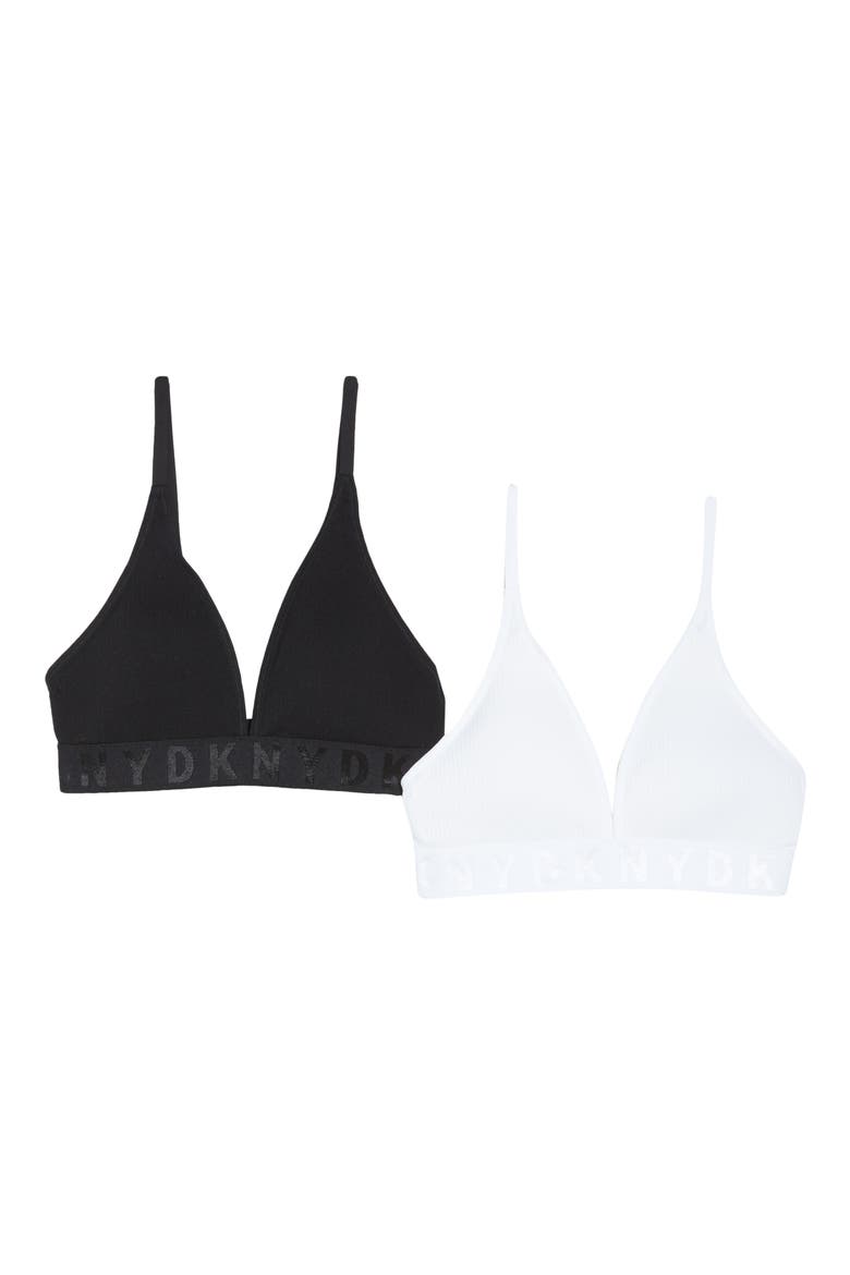 Seamless Litewear 2-Pack Rib Bralette, Main, color, POPLIN WHITE/BLACK
