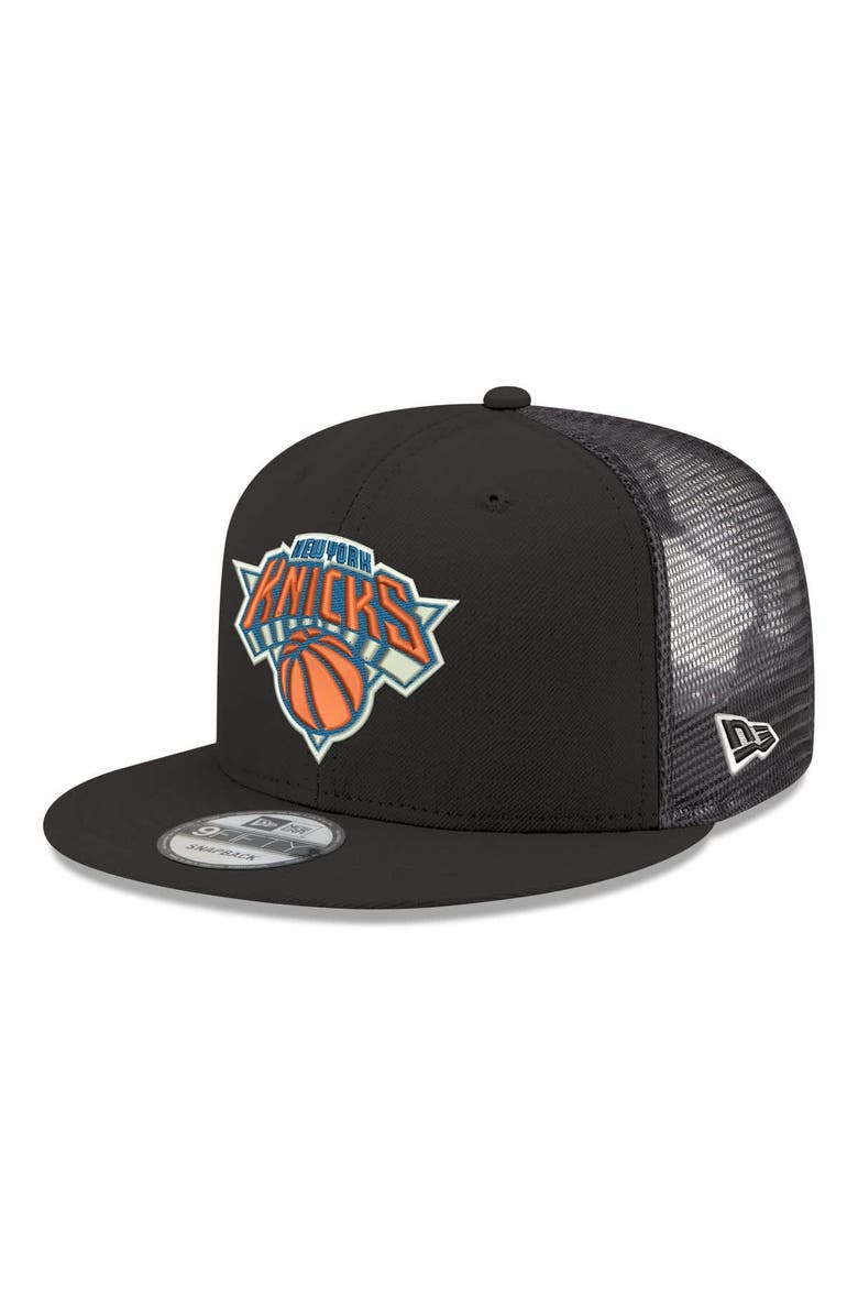 New Era Men's New Era Black New York Knicks Core Logo Meshback 9FIFTY Snapback Hat, Main, color, Black