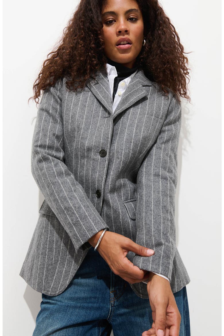 Chalkstripe Wool Blazer, Alternate, color, CHARCOAL CHALK STRIPE