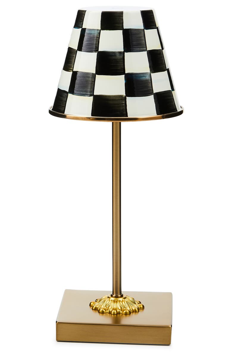 MACKENZIE CHILDS Courtly Check Rechargeable LED Cafe Table Lamp, Main, color, Courtly