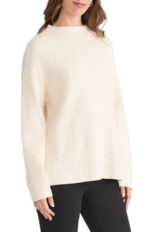 Jones New York Rhinestone Mock Neck Sweater In Neutral