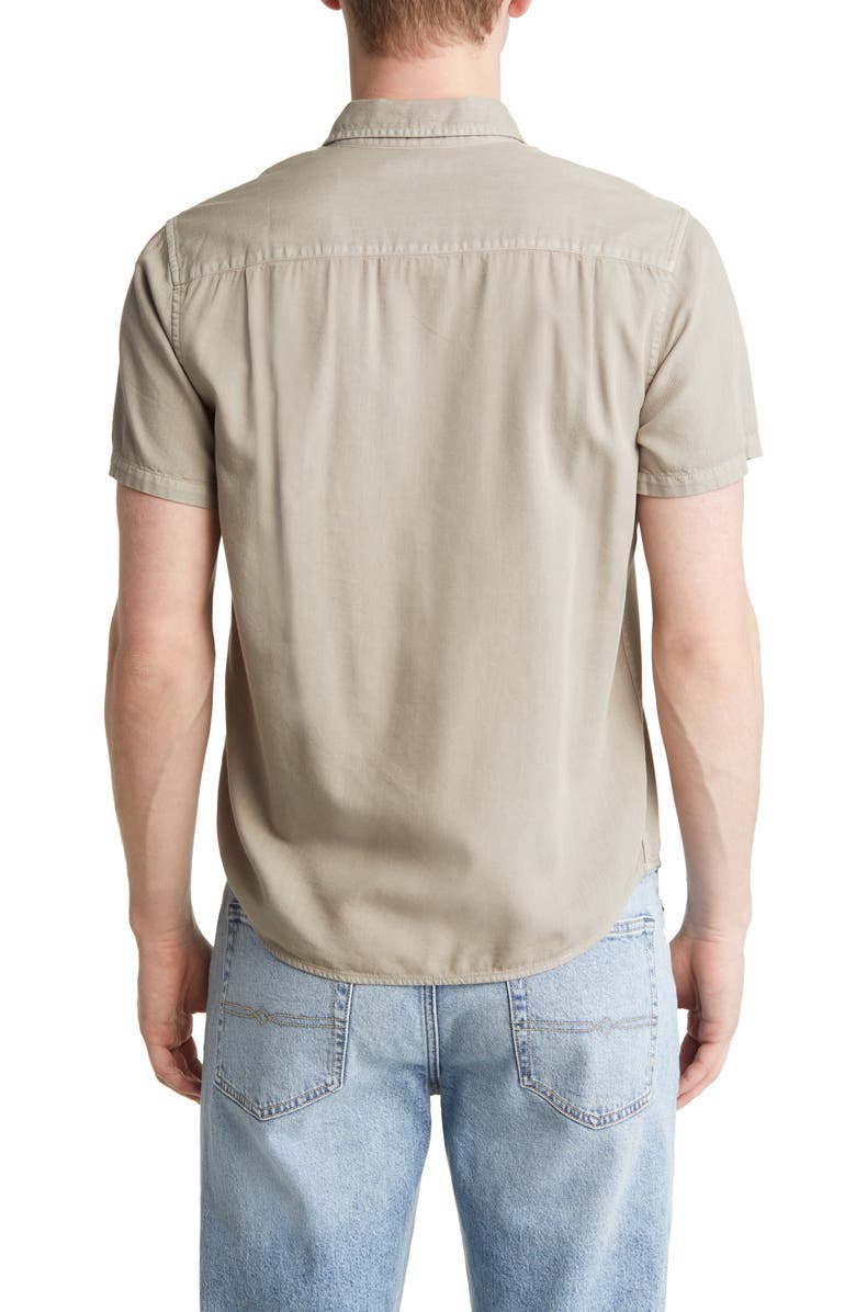 Lucky Brand Lived-In Short Sleeve Button-Up Shirt, Alternate, color, Silver Sage