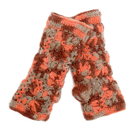 Multi Color Flower Crochet Handwarmers