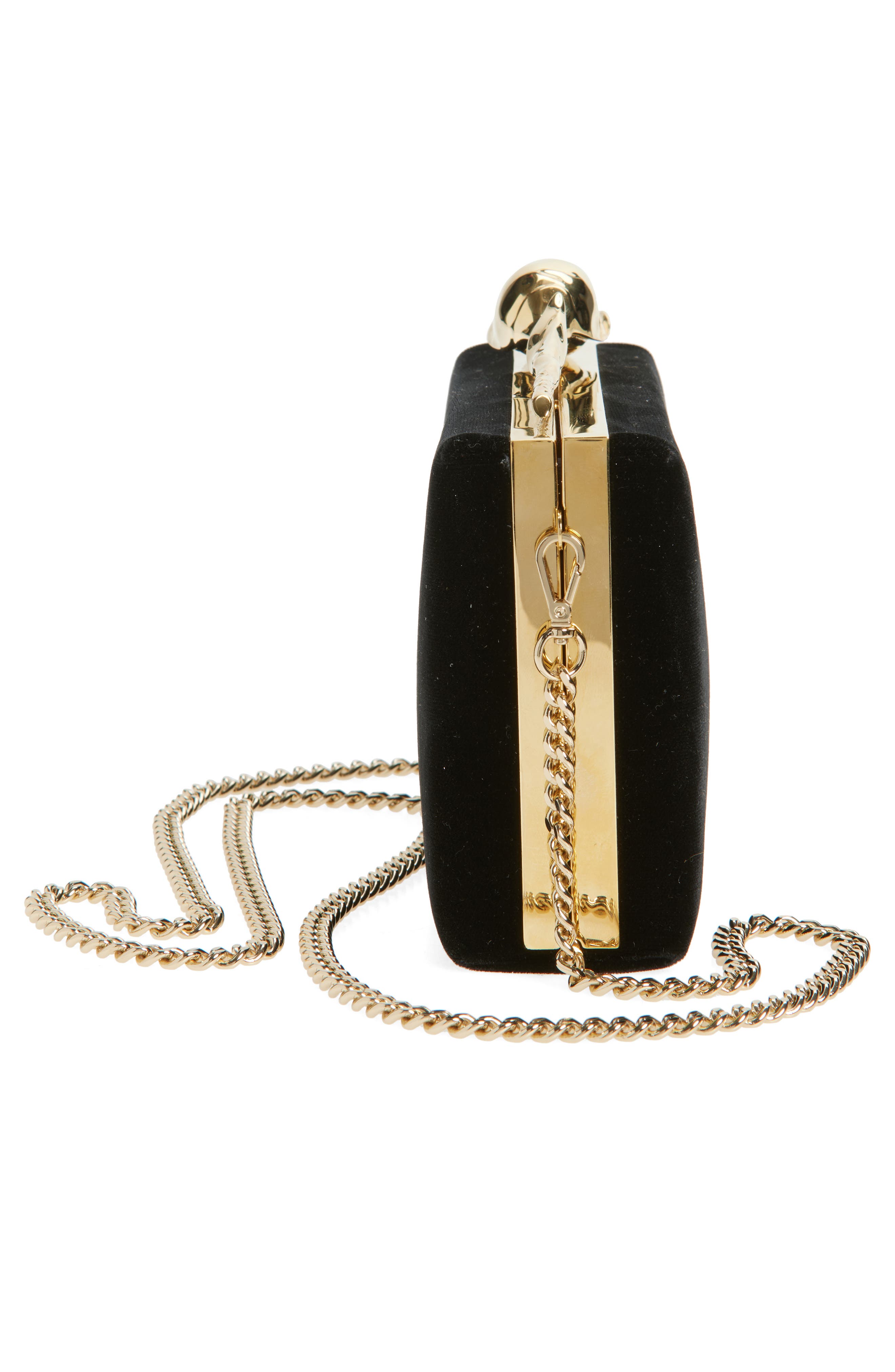 Erdem Bloom Velvet Clutch, Alternate, color, Black