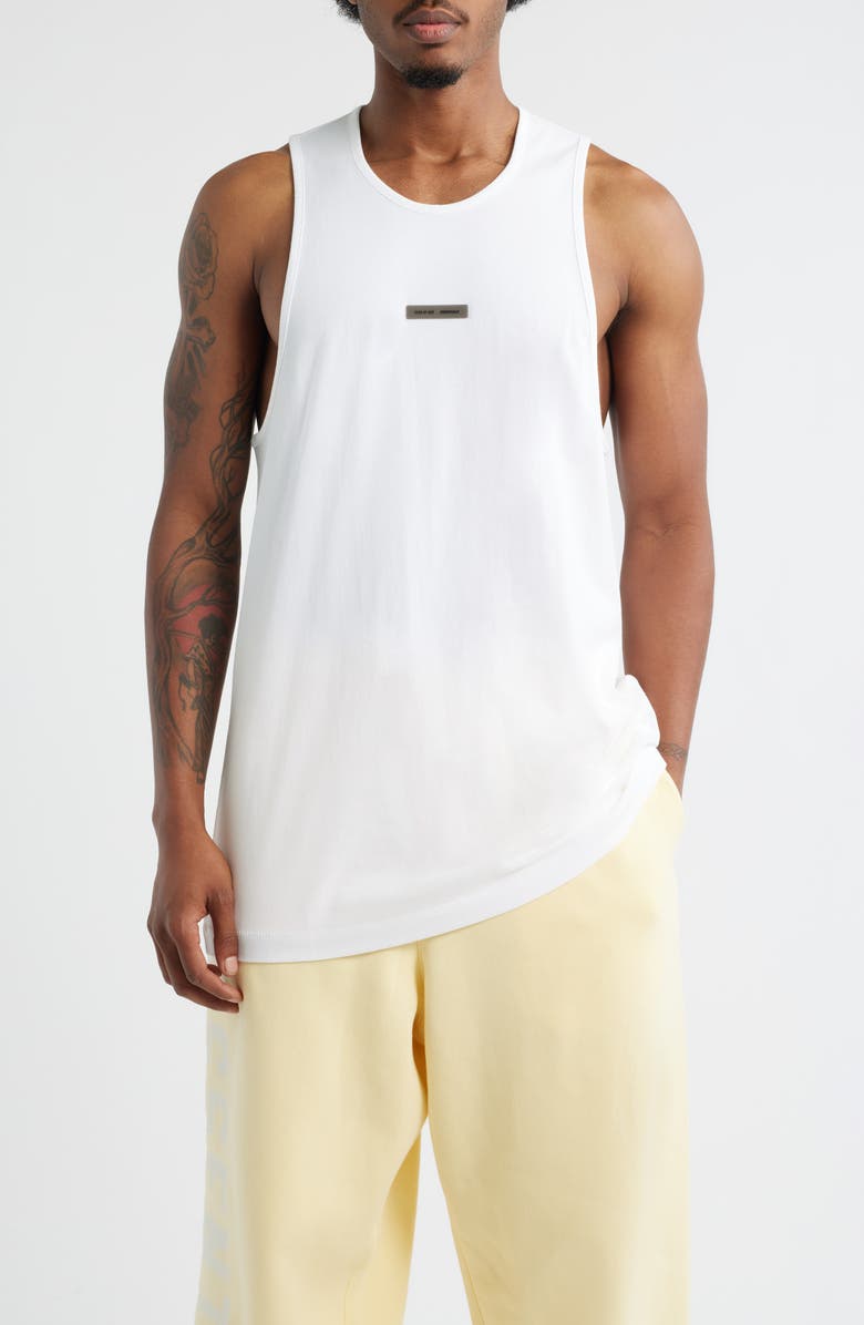 Fear of God Essentials Vintage Fit Logo Tank, Main, color, Bright White