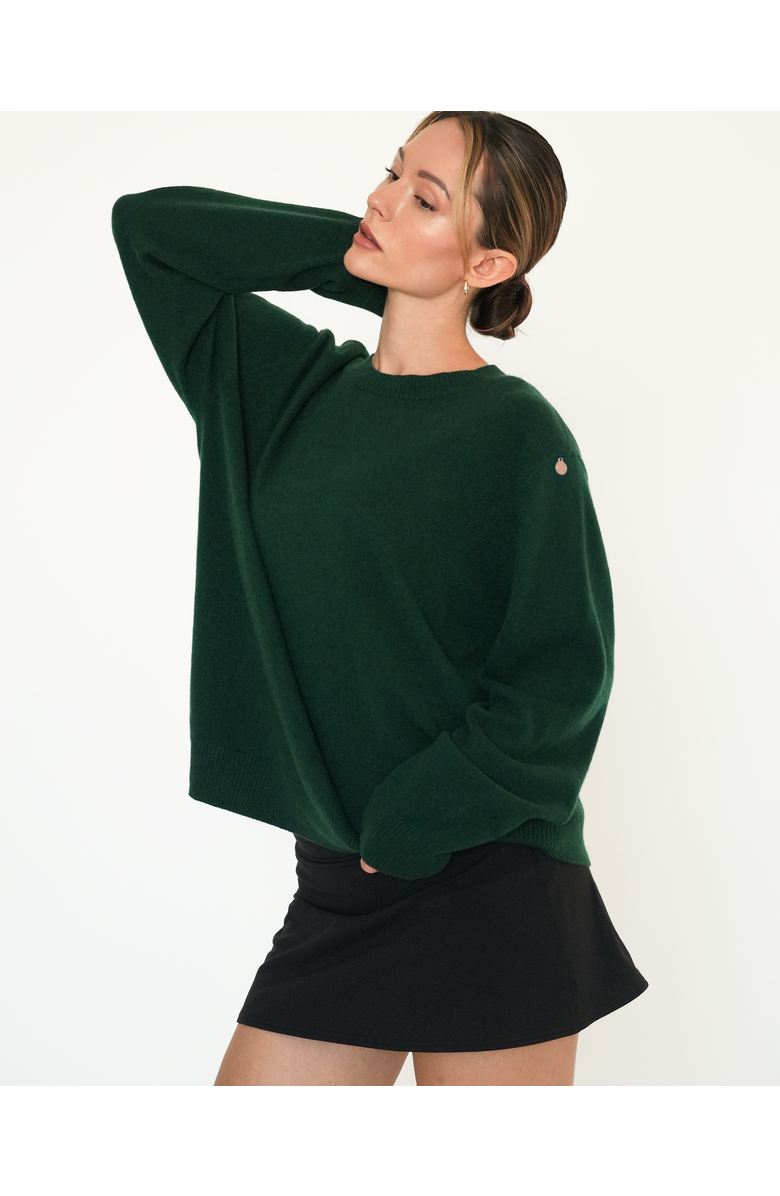 Rebody Active Beau Oversized Crewneck Cashmere Sweater, Alternate, color, Hunter Green