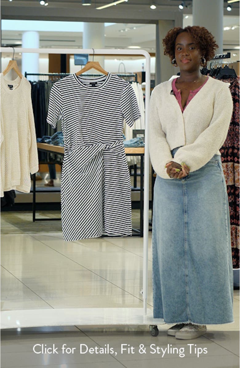 Stripe Twist Detail Stretch Cotton T-Shirt Dress, sales video thumbnail