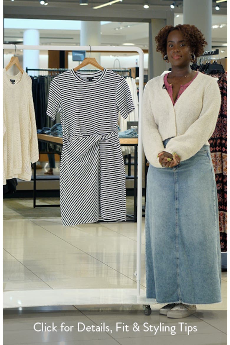 Stripe Twist Detail Stretch Cotton T-Shirt Dress video