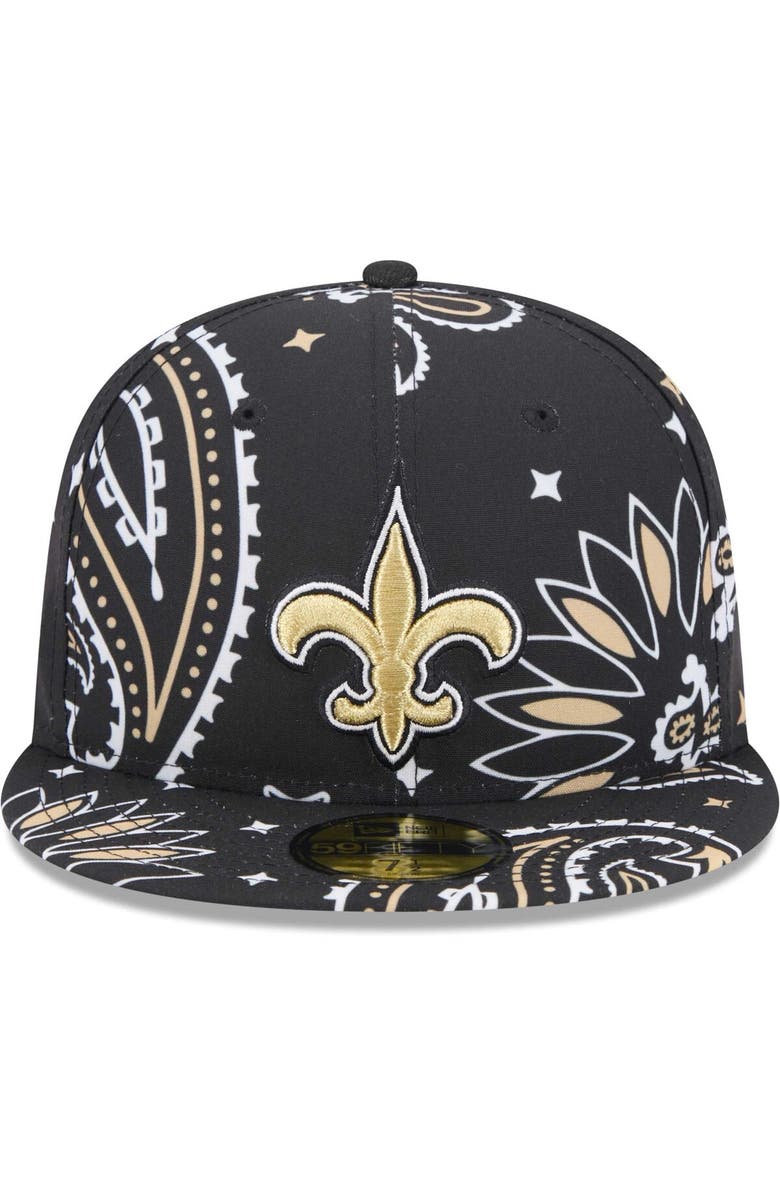 New Era Men's New Era Black New Orleans Saints Paisley 59FIFTY Fitted Hat, Alternate, color, Black