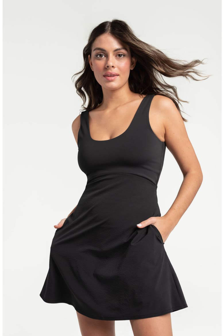 Momentum Sculpt Scoop Neck Dress, Alternate, color, BLACK BEAUTY