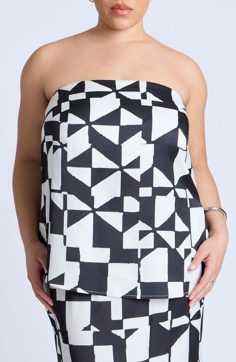 ELOQUII Print Satin Tube Top, Main, color, 