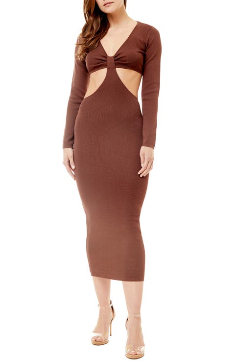 Zuma Long Sleeve Cutout Midi Dress
