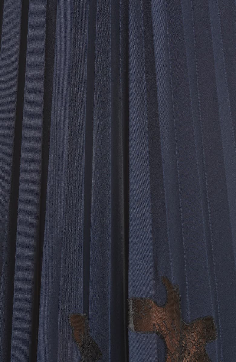 Helmut Lang Pleated Lace Inset Skirt, Alternate, color,