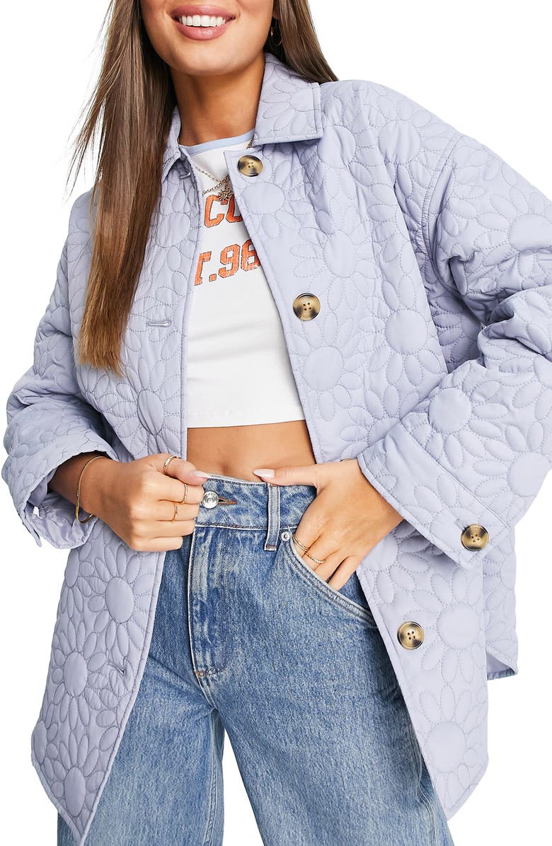 ASOS DESIGN Floral Quilted Jacket, Main, color,