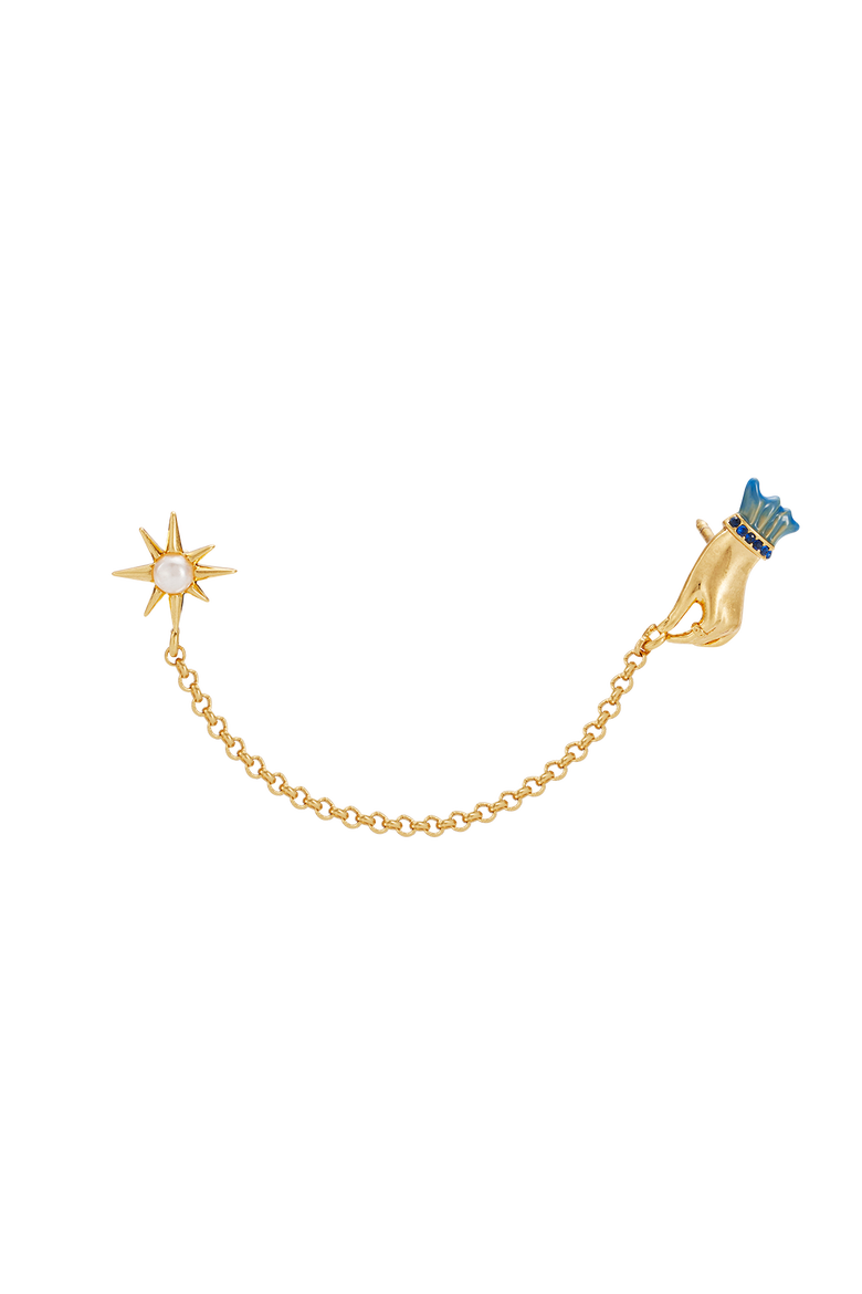 Palm Of Your Hand Pearl Chain Collar Brooch, Main, color, Gold