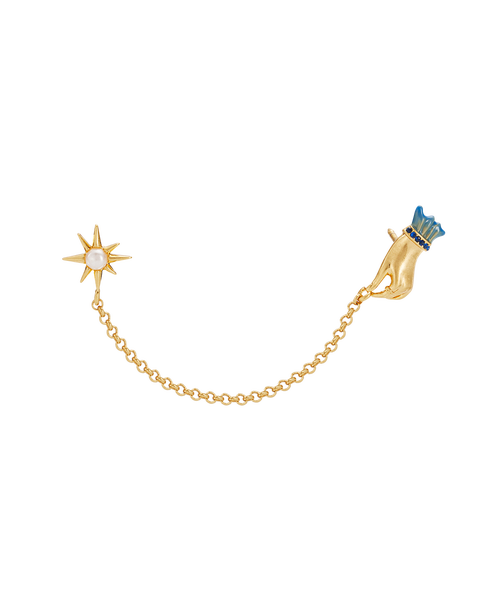 Palm Of Your Hand Pearl Chain Collar Brooch