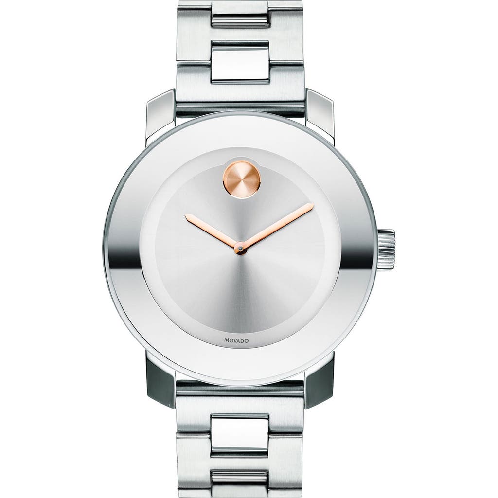 Movado 'Bold' Round Bracelet Watch, 36mm in Silver