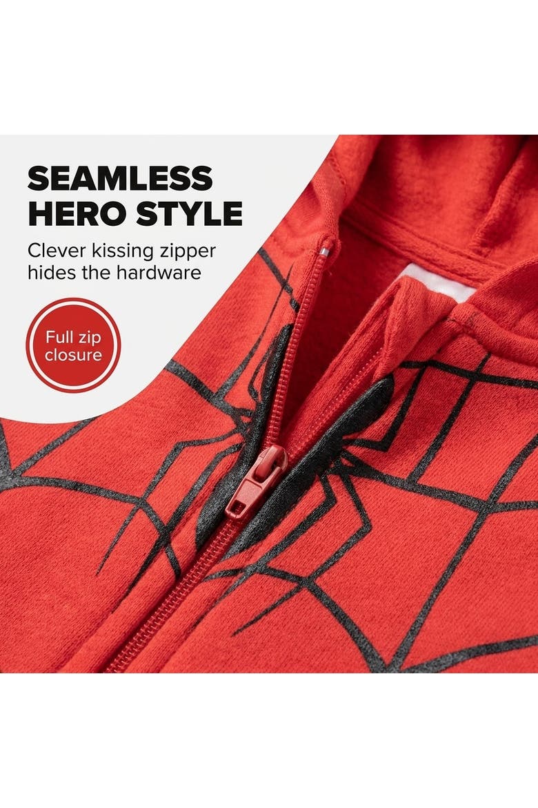 Spider-Man Girls' Fleece Zip-Up Hoodie, Alternate, color, Spider Man Red Blue