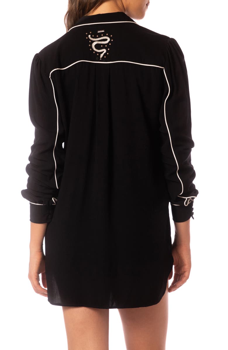 Maaji Juicy Long Sleeve Cover-Up Tunic, Alternate, color, Black