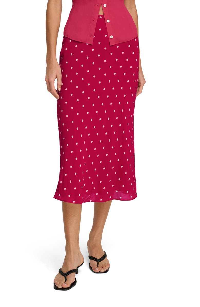 Favorite Daughter The Jojo Polka Dot Midi Skirt, Main, color, Raspberry/ Ivory Dot