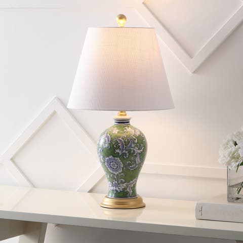 Grace French Country Cottage Ceramic/Iron Floral Urn LED Table Lamp