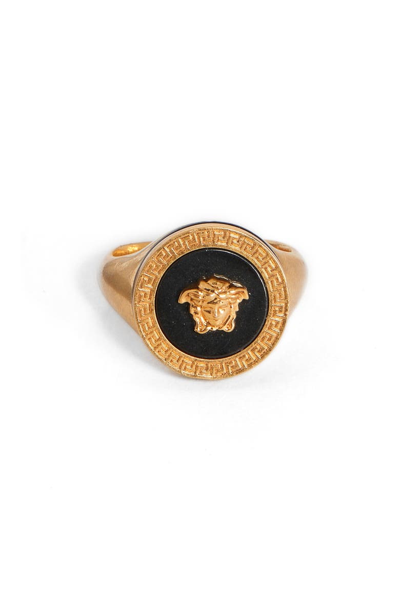Round Medusa Ring, Main, color, BLACK-TRIBUTE GOLD