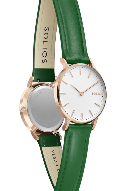 Solios Watches The Solar Classic | White Dial In Green Vegan Leather