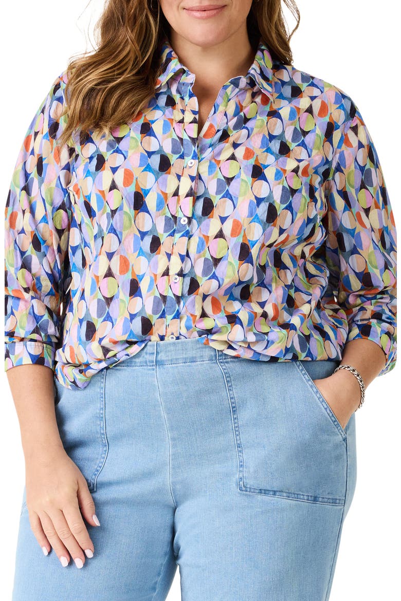 Social Circles Cotton Boyfriend Shirt, Alternate, color, BLUE MULTI