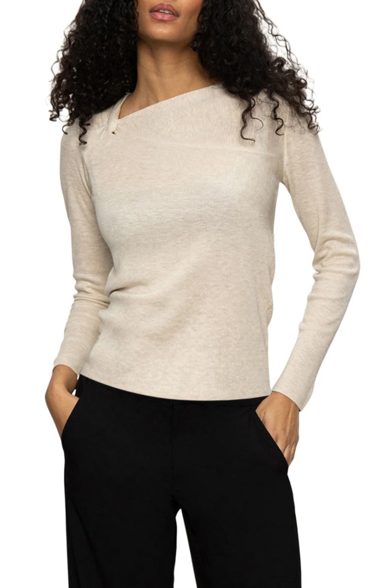 Twist Detail Knit Top, Main, color, HEATHER PEARL