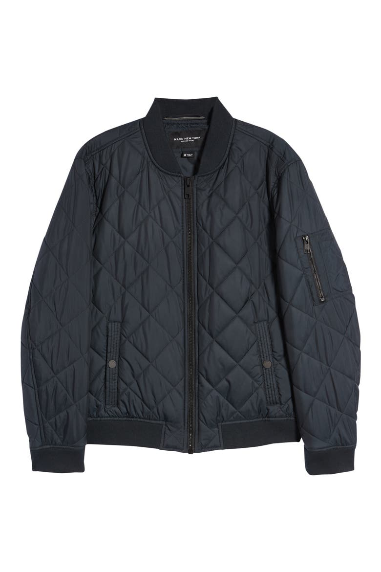 Fletcher Quilted Bomber Jacket, Alternate, color, BLACK