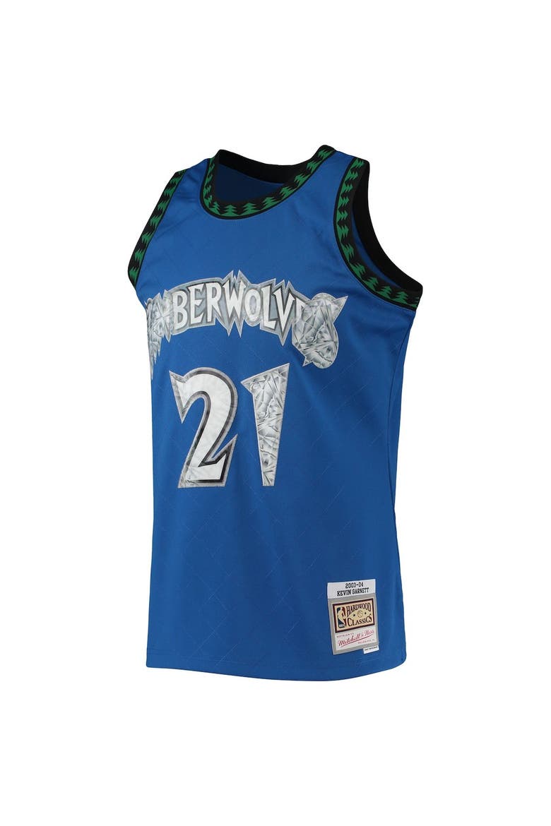 Men's Mitchell & Ness Kevin Garnett Blue Minnesota Timberwolves 2003/04 Hardwood Classics NBA 75th Anniversary Diamond Swingman Jersey, Alternate, color, Blue