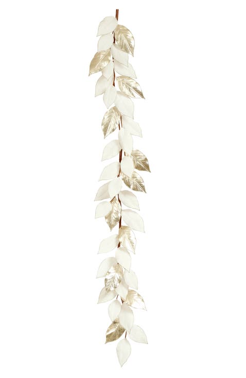 Glittered Shiny Magnolia Leaves Garland, Set of 2