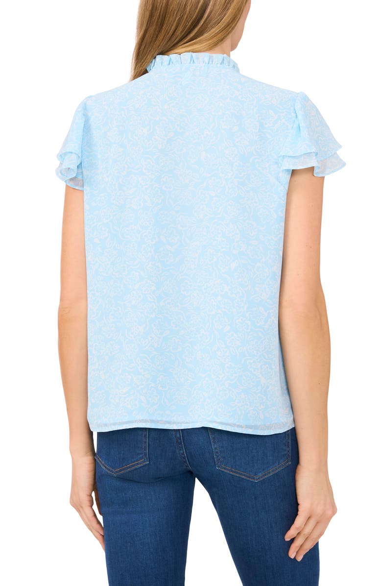 CeCe Flutter Sleeve Keyhole Top, Alternate, color, 