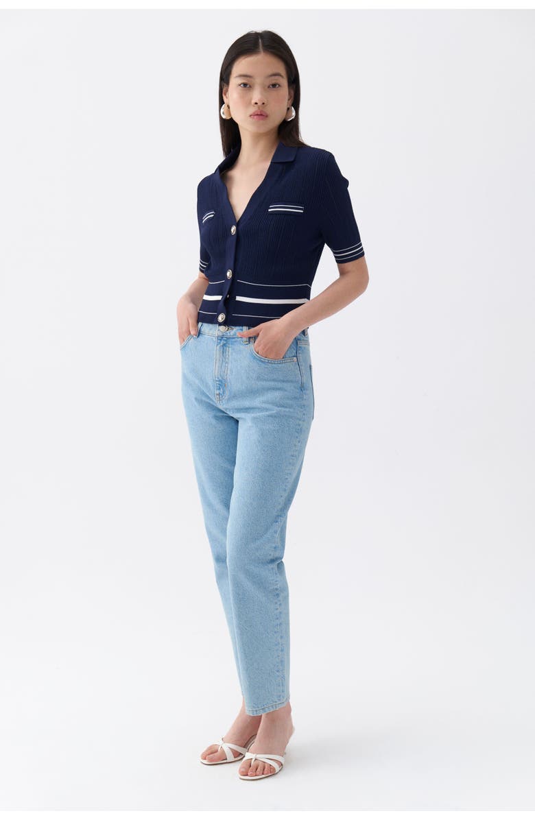 Nocturne Short Sleeve Buttoned Knit Cardigan, Alternate, color, 