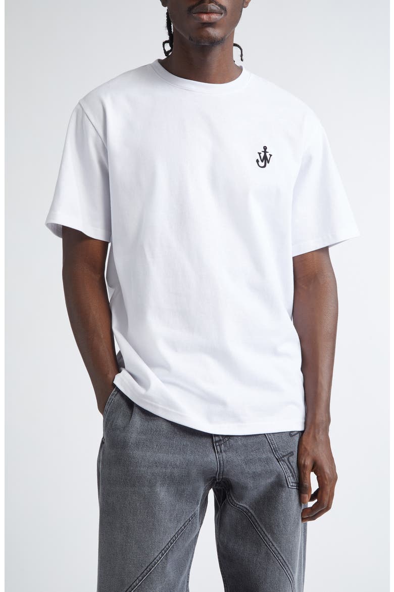 Anchor Logo Embroidered Cotton T-Shirt, Main, color, WHITE 001