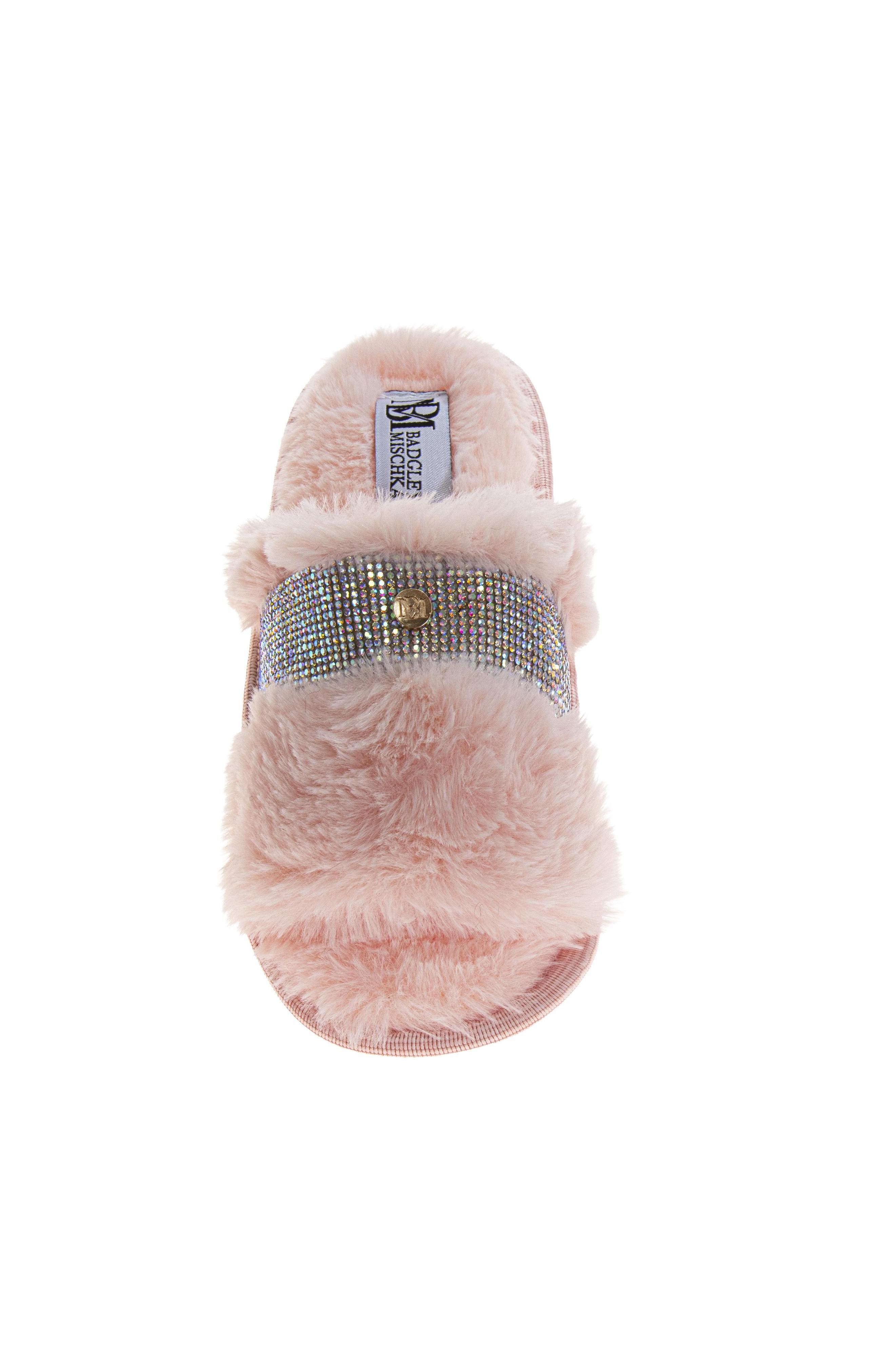 Badgley Ladies Womens Plush Slide Slippers, Alternate, color, PINK