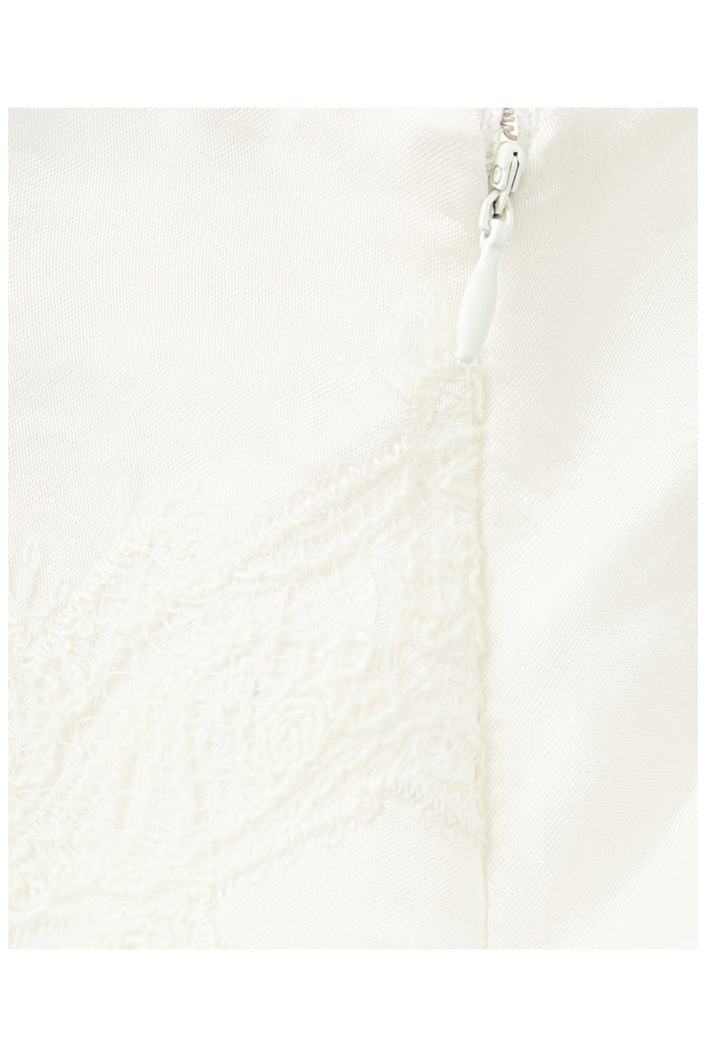 Lace Trim Satin Skirt, Alternate, color, WHITE