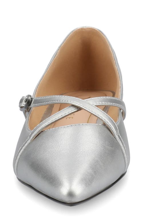 Journee Collection Women's Camby Crisscross Strap Pointed Toe Flats In Silver