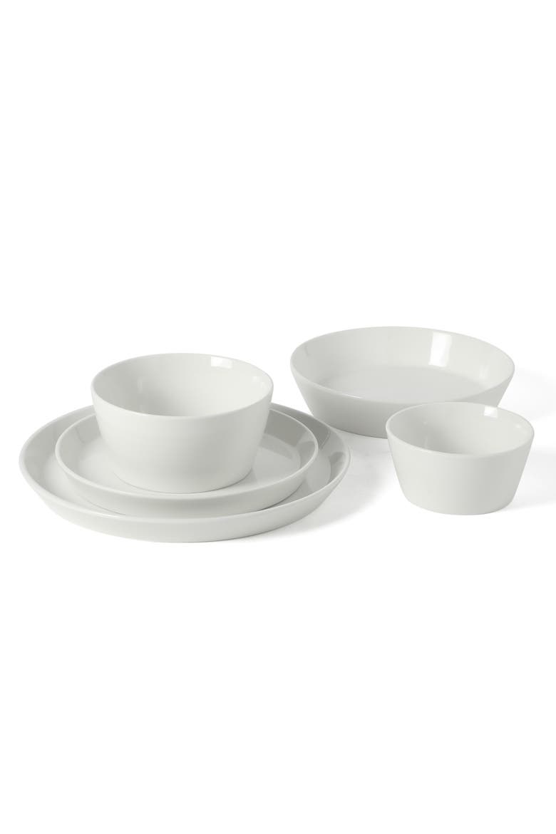 Selma 16-Piece Plates and Bowls Dinnerware Set, Service for 4, Alternate, color, White